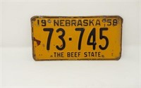 1958 Nebraska License Plate - The Beef State