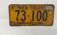 1959 Neb. Truck License Plate - The Beef State