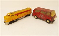 Toy Tonka Fire Cheif Van & UP Plastic Train Engine