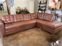 Brown Leather Couch that Divides for Versatility