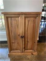 Rustic Wooden Bar Cabinet Open for Storage Inside