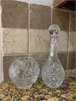 Nice Cut Crystal Rose Bowl and Decanter