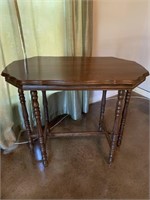 Antique 6 Leg Walnut Parlor Table, as is