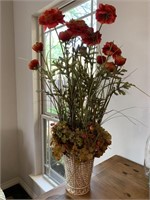 Realistic Floral Arrangement in Cylindrical Vase