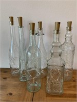 Clear Decorative Liquor Bottles w Lighted Corks