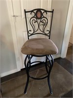 One Iron Barstool with Padded Fabric Seat