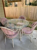 Tubular Steel Round Patio Table & (4) Chairs