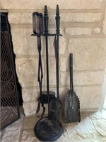 Iron Fireplace Tools on Stand