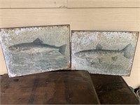 Rustic Metal Fish Plaques Wall Decor