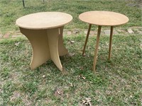 Two Round Accent Tables need Tablecloth Covers