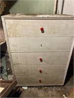 Shabby Five Drawer Chest, as is
