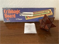 Cribbage Board & Wooden Puzzle