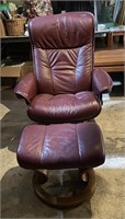 Leather Stressless recliner with ottoman