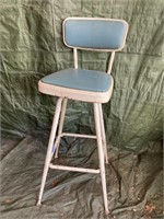Vintage Metal Stool w Padded Seat and Back
