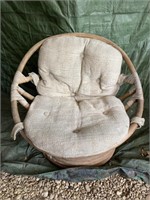 Vintage Boho Bamboo Swivel Chair