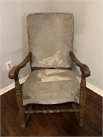 Antique Upholstered Rocking Chair, as is