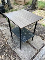 End table Metal Legs, Granite Shelf, & Veneer Top