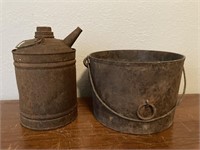 Vintage Kerosene Can & Cast Iron Bucket