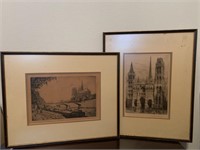 (2) Framed Sketches of French Scenes