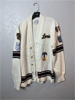 Vintage Wool Letterman Sweater Cardigan Patches