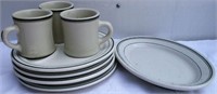 8 Piece Vintage Green Band China Lot