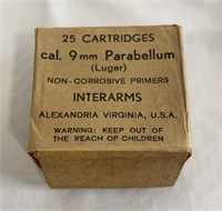 9mm parabellum Interarms full box of 25