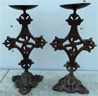 16" Cast Iron Decorative Candle Holders