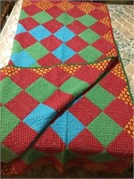 RED, GREEN, POLKA DOT SUNFLOWER QUILT