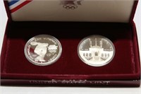 1983-s Proof Olympic Set (2) Silver Dollars in