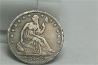 1853 Seated Liberty Half with Arrows & Rays VF