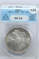 1886 Morgan Dollar MS62 vam-17 DDR top 100
