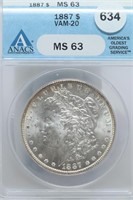 1887 Morgan Dollar MS63 vam-20  + toning on rim