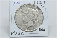 1927-s Peace Dollar MS62