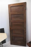 Antique 5 Panel Wood Door 32" x 80"
