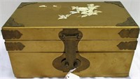 Vintage Wood & Brass Oriental Jewelry Box