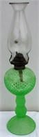 Hobnail Vaseline Glass Oil Lamp