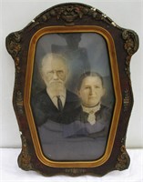 Antique Framed Older Couple Hand Tinted Salt Print