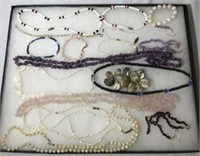 Vintage Gemstones and Shell Jewelry 2 pairs of