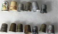 Thimbles - plastic Ceramic and assorted metal