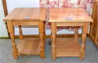 Matching Pair of End Tables - appears to be Oak -