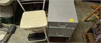 kitchen stool and metal file cabinet
