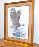 Framed Eagle Print - by Lynn Bean - Signed and