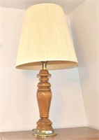 Large Wood and Brass Lamp - with Shade Measures
