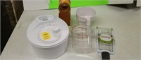 grater/slicers, salad spinner, sifter, container