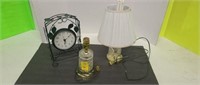 Ingraham Clock, 2 Glass Dresser lamps