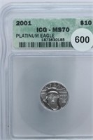 2001 $10 Platinum Eagle MS70