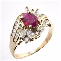 14kt Gold Genuine 1.70 Ct Ruby And Diamond Ring