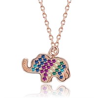 Multi-colored Crystal Elephant Gemstone Necklace