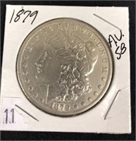 1879 Morgan Silver Dollar, A. U. – 58