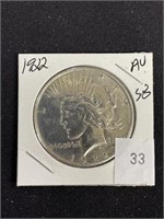 1922 Silver Peace Dollar, Au58